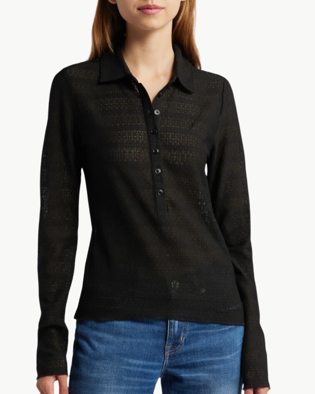 JULIA LONG SLEEVE POLO IN BLACK