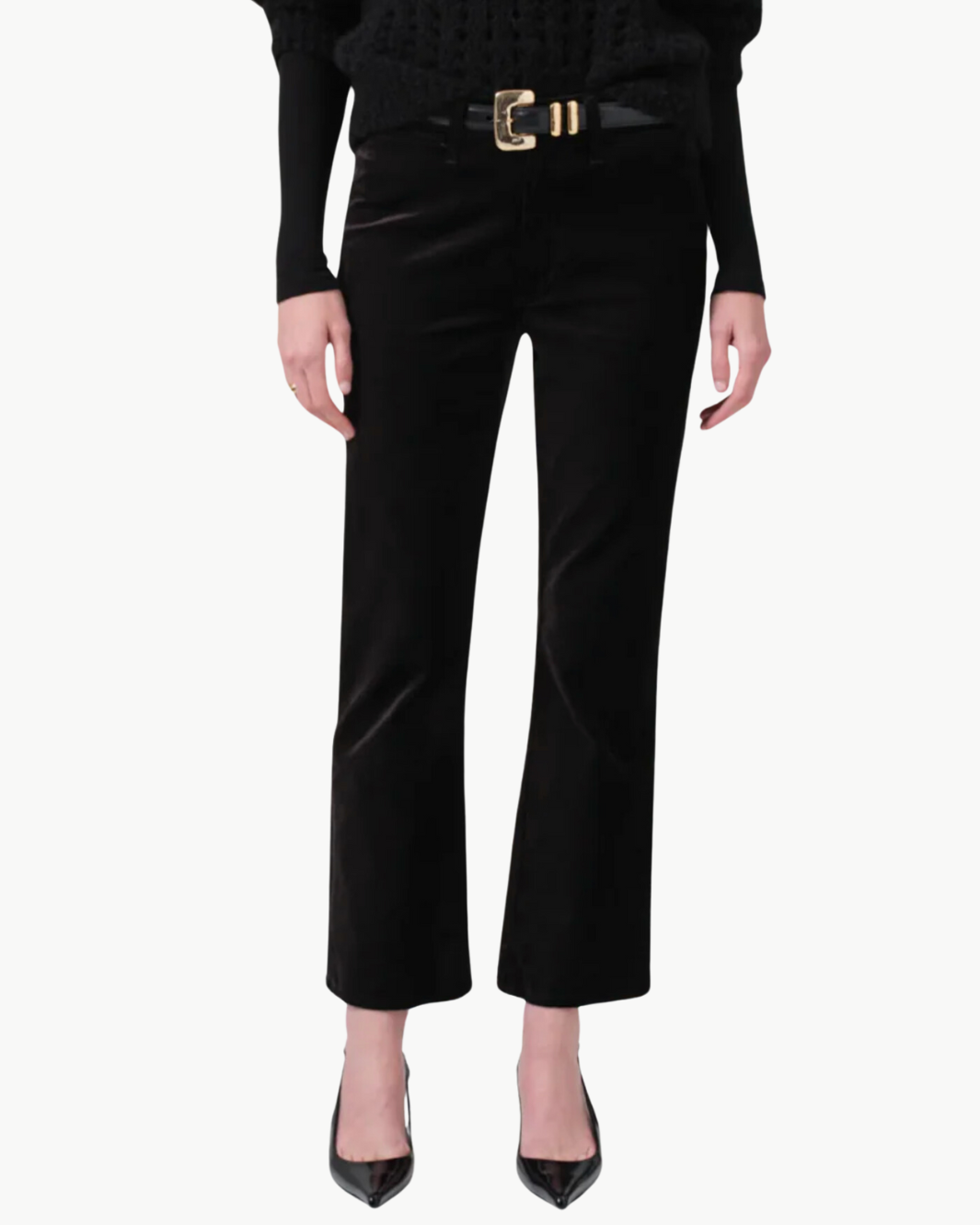 ISOLA CROPPED VELVET TROUSER IN BLACK