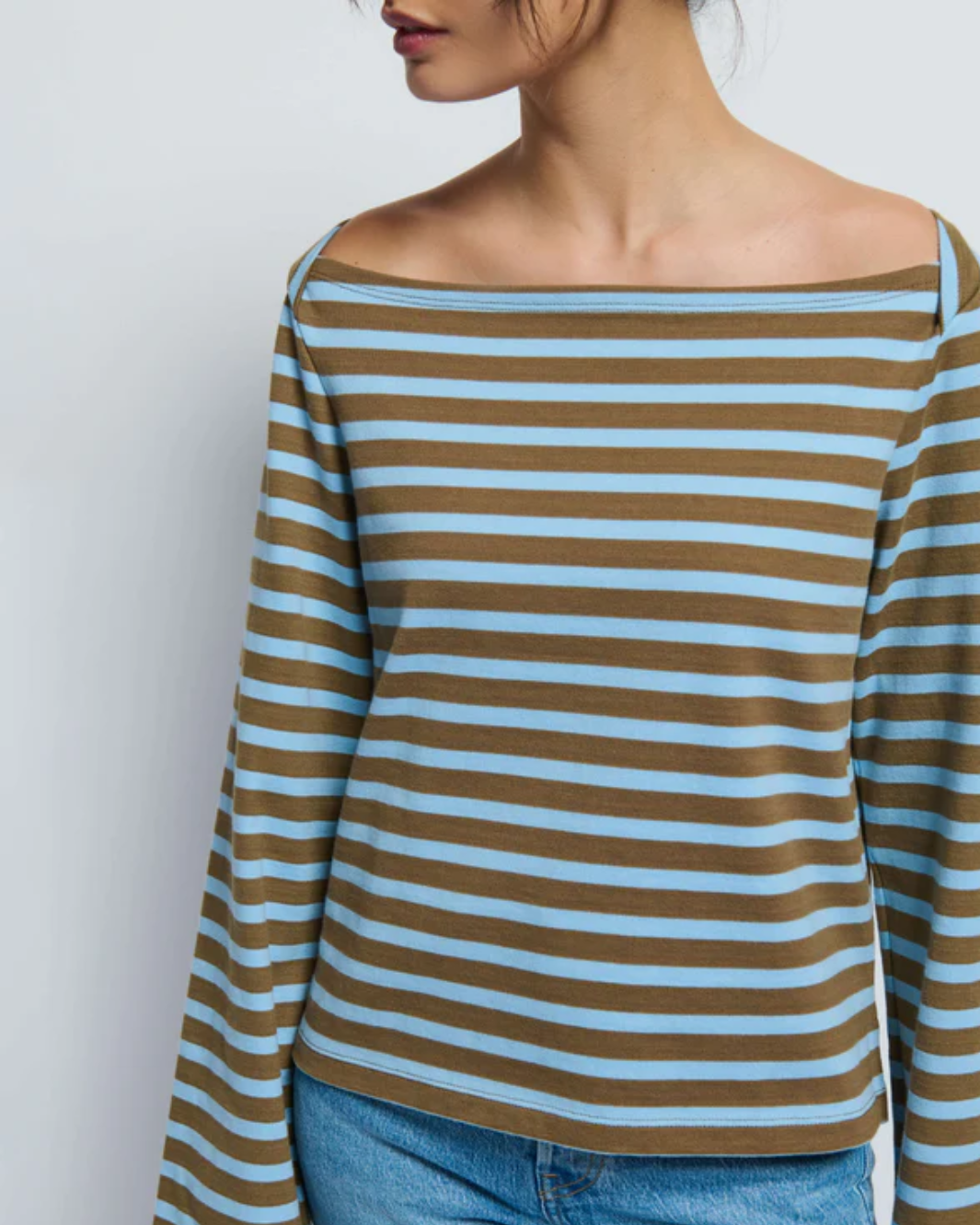 BRYCE STRIPE BOAT NECK IN CAPERS PRATO STRIPE