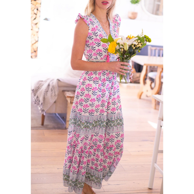 ANNABELLE MAXI IN FUSCHIA NAVY FLOWER