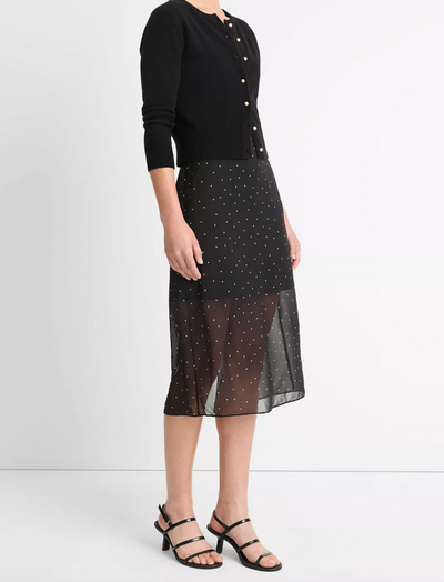 SHEER DOT STRAIGHT SKIRT IN BLACK / GREY