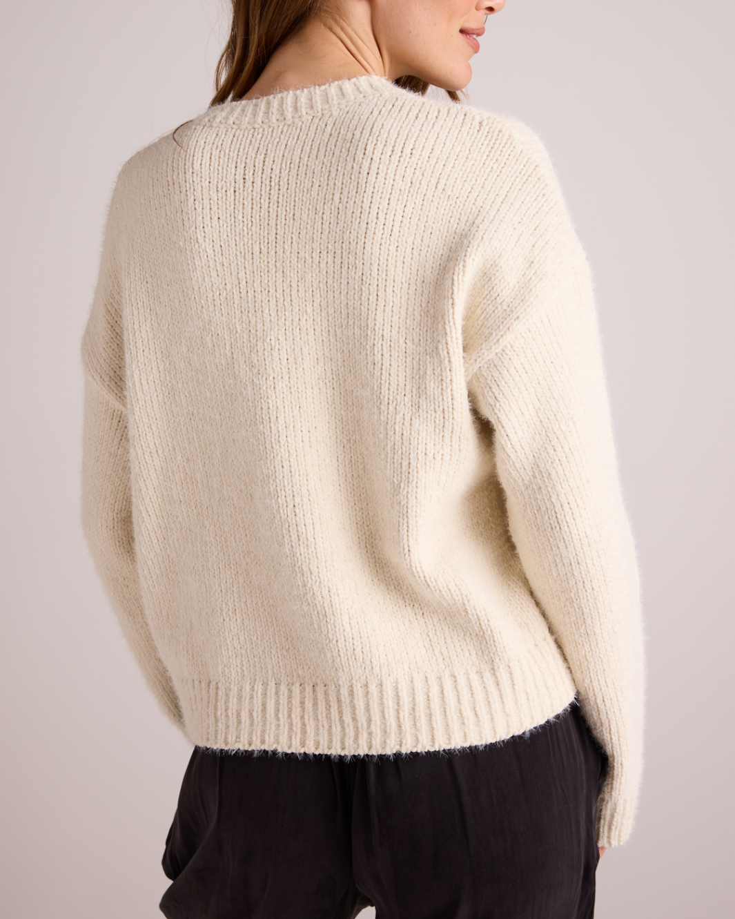 DROP SHOULDER SWEATER IN WINTER WHITE