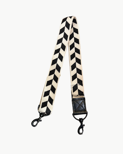 CANVAS STRAP IN BLACK/WHITE CHEVRON