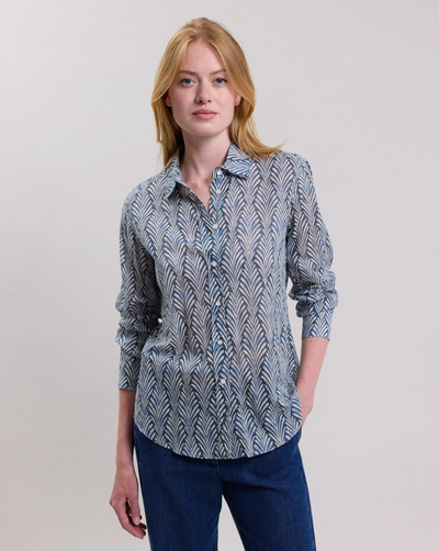 CORAZ WOMAN WOVEN SHIRT IN SILVER BLUE