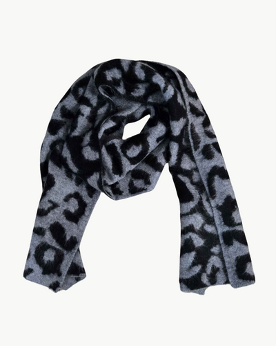 BRUSHED LEOPARD SCARF IN FEATHER/NIGHT