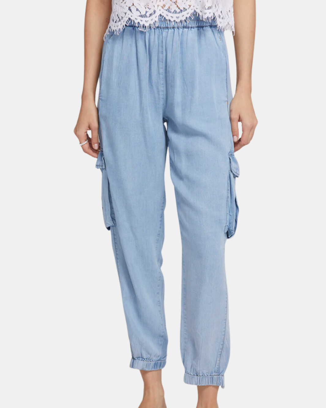 CHANDRA DENIM JOGGER IN LIGHT BLUE