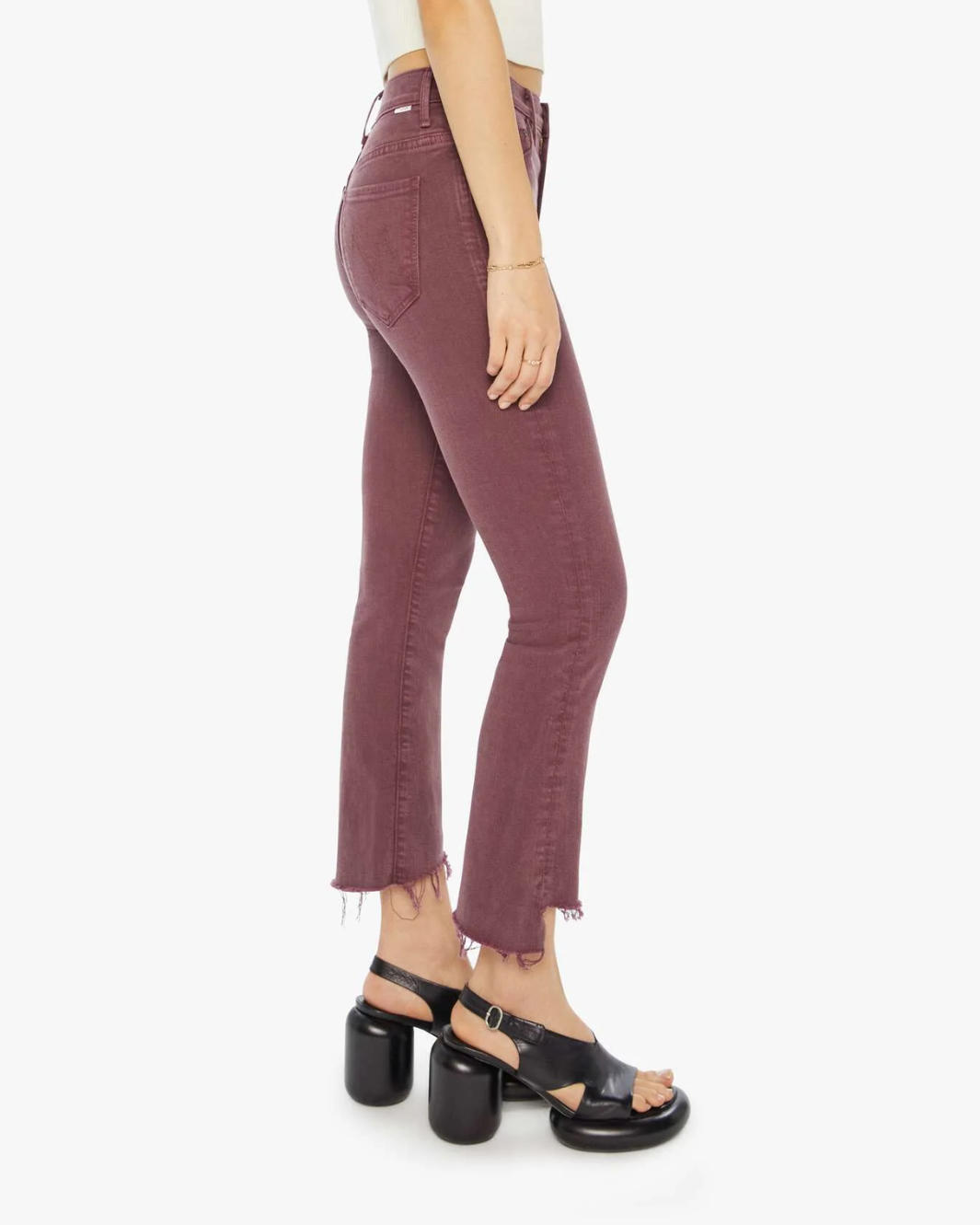 THE INSIDER CROP STEP FRAY IN MAUVE WINE