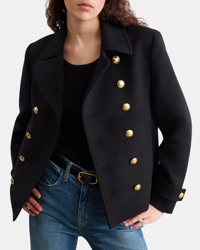 ORNELLA CROPPED PEACOAT IN BLACK