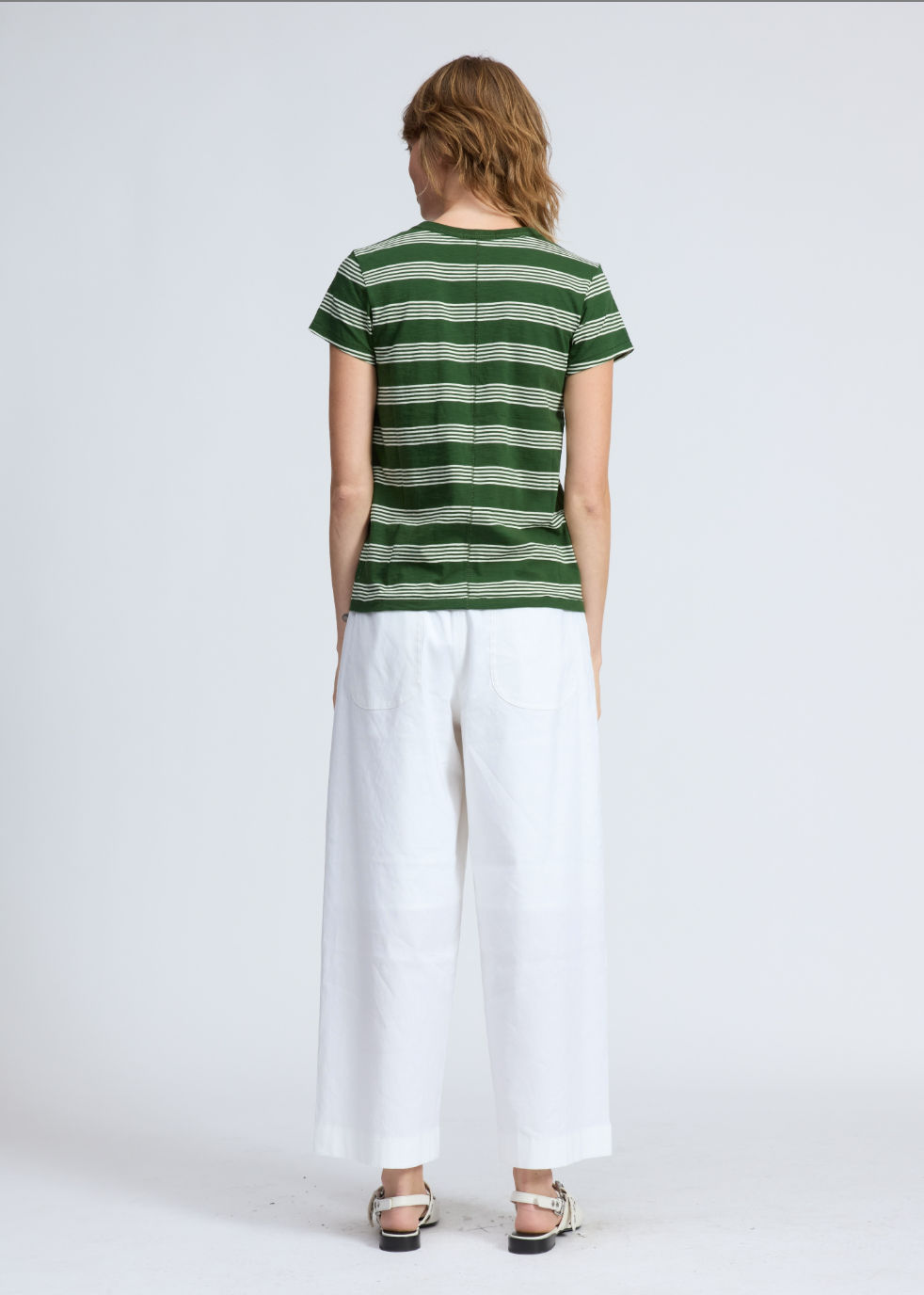 THE SLUB STRIPE TEE IN GREEN MULTI