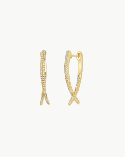 DIAMOND LOOP HOOP EARRING IN GOLD