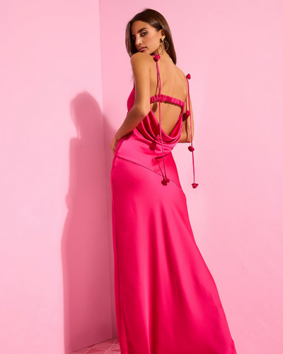 SHAUNA STRAPLESS MIDI DRESS IN PINK PETUNIA