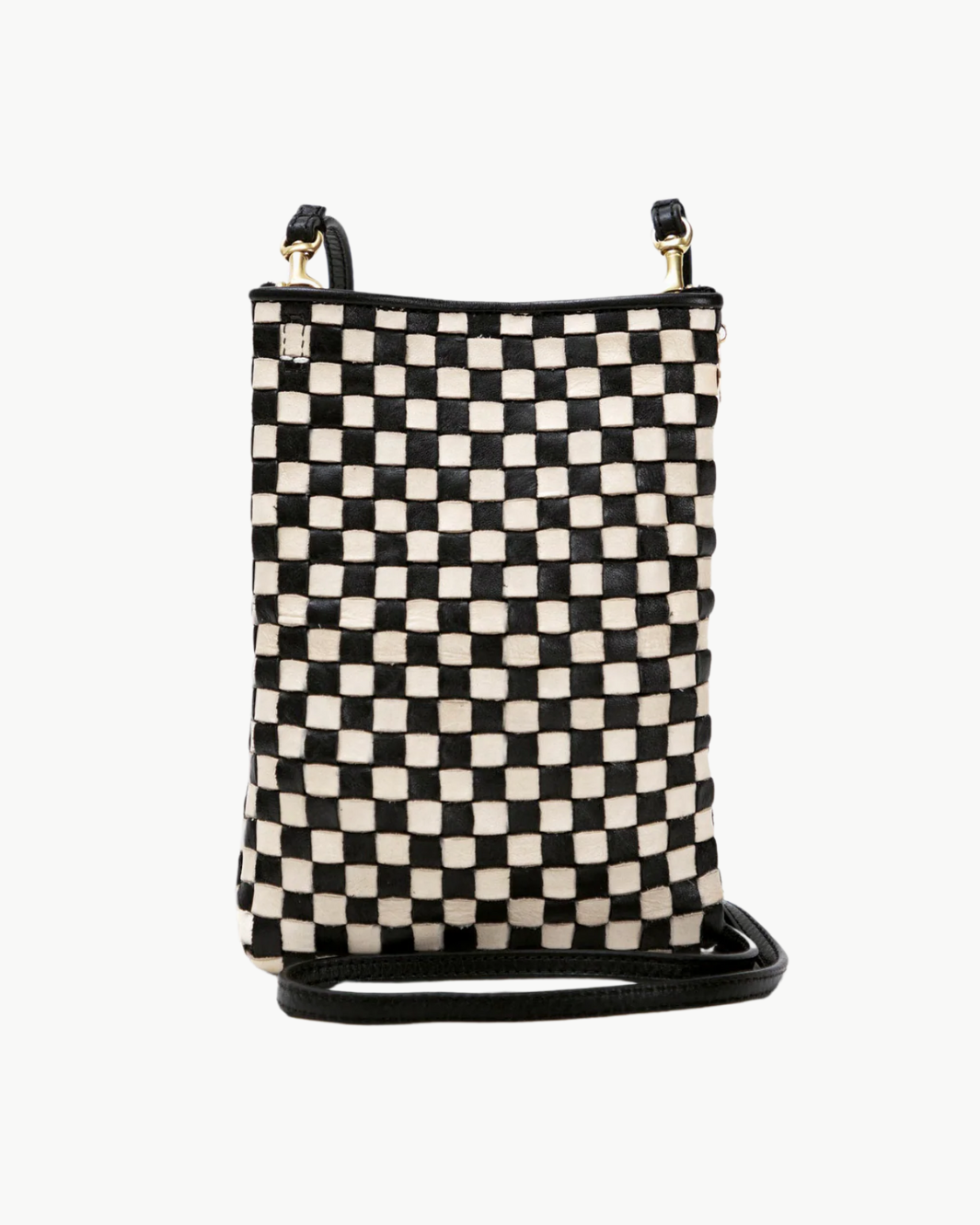 POCHE IN BLACK AND CREAM WOVEN CHECKER