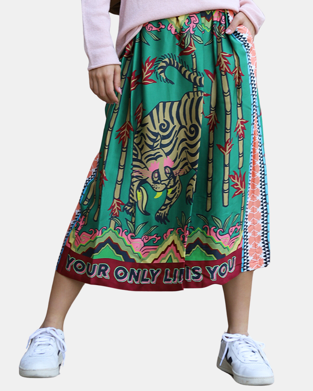 JOY PRINTED MIDI SKIRT IN FOREST SPIRIT