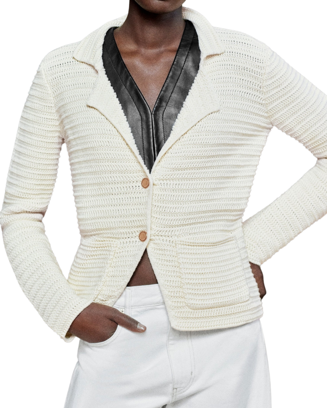 THE CROCHET BLAZER IN CREAM