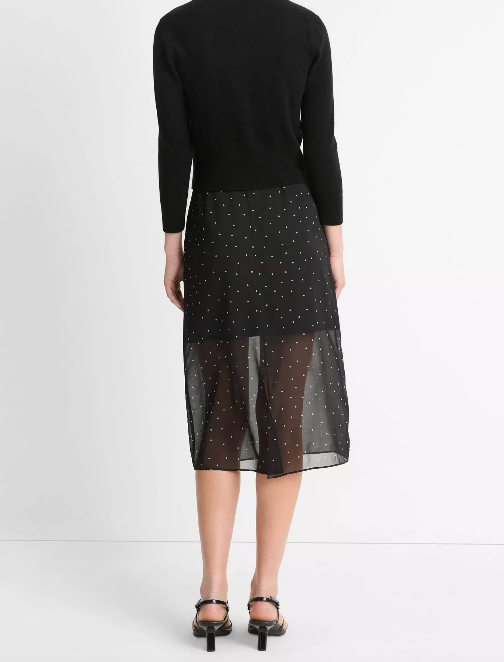 SHEER DOT STRAIGHT SKIRT IN BLACK / GREY