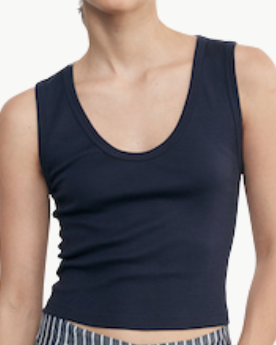 SUPIMA BABY RIB CROPPED TANK IN INDIGO