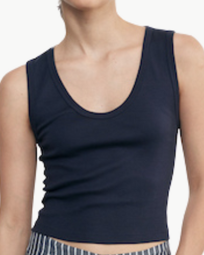 SUPIMA BABY RIB CROPPED TANK IN INDIGO