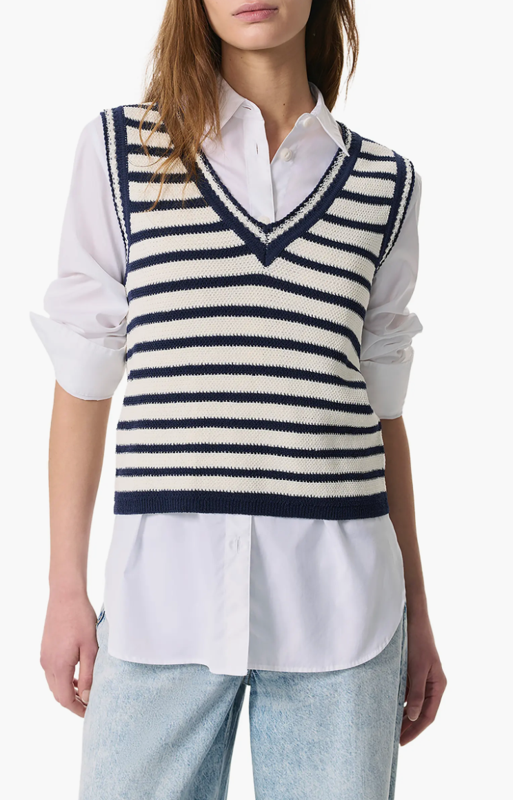 MEGHAN STRIPE VEST IN IVORY MULTI