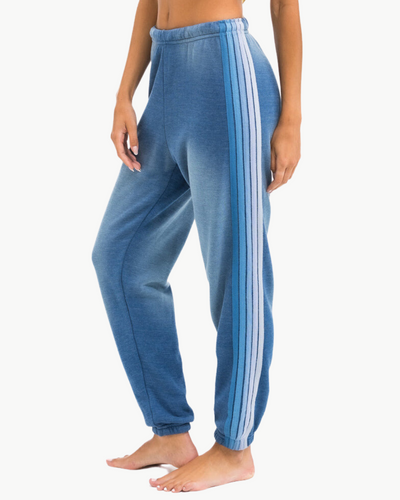 5 STRIPE WOMENS SWEATPANT IN FADED WATER