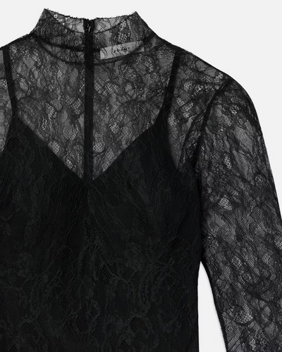 LACE SHIFT DRESS IN BLACK