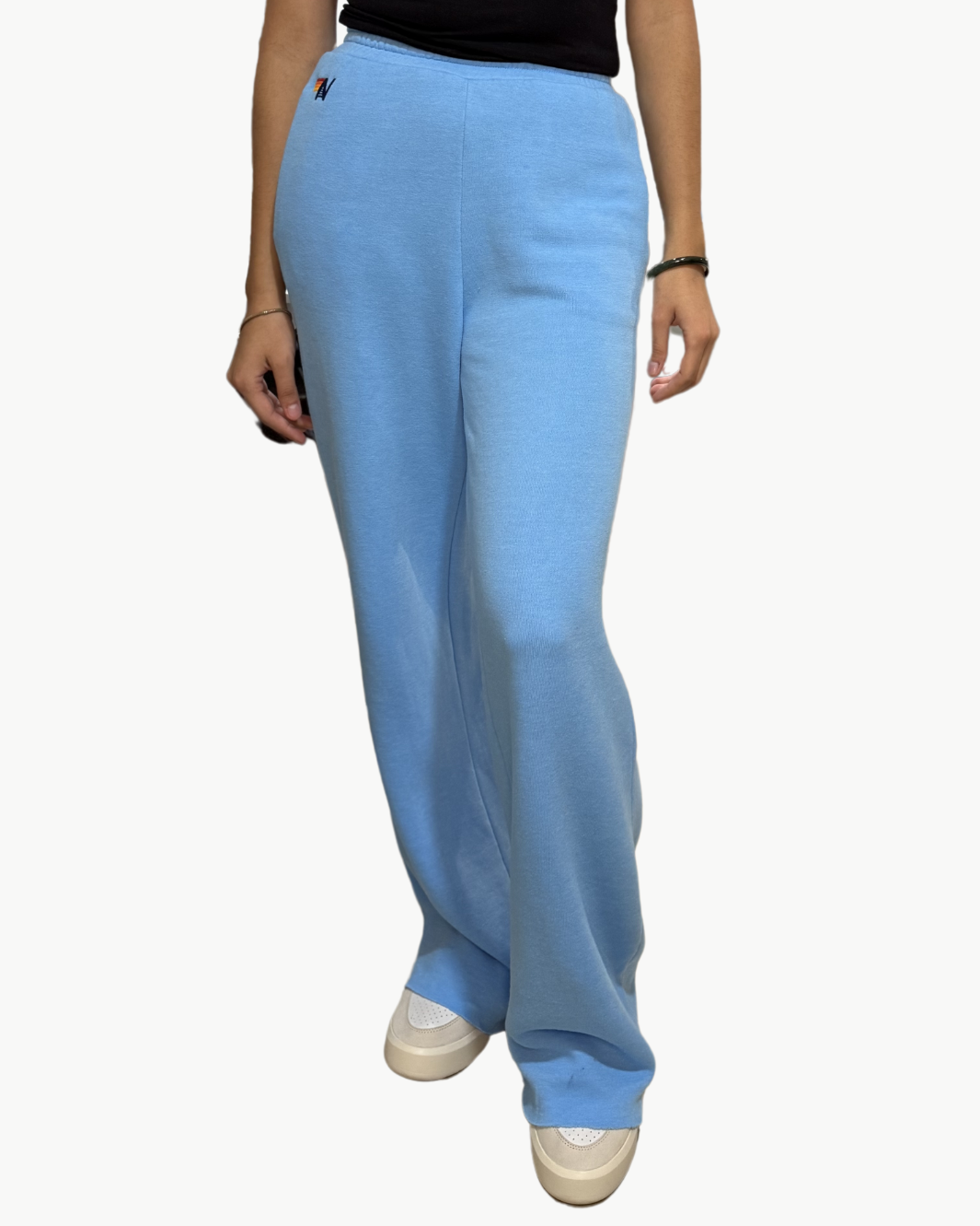 WIDE LEG WOMENS POCKET SWEATPANTS IN SKY