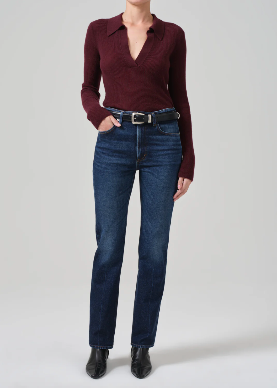 SIMONE POLO SWEATER IN BURGUNDY