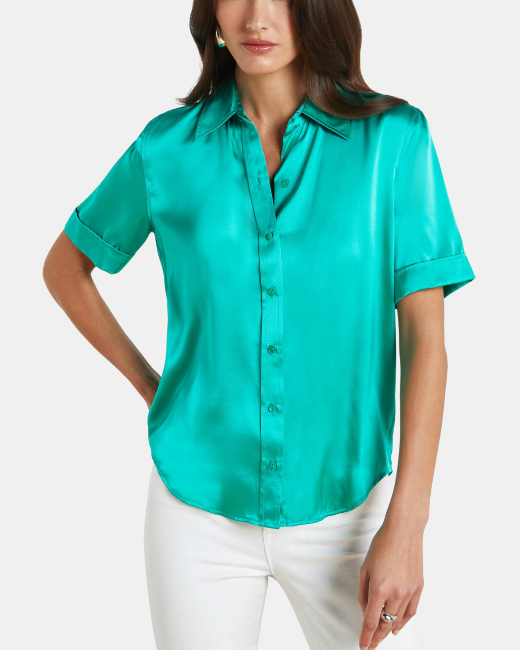 ELLAH SILK BLOUSE IN BRIGHT SEAFOAM