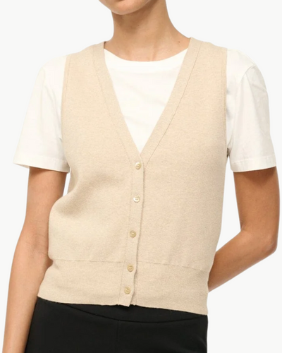 FICUS SWEATER VEST IN STONE