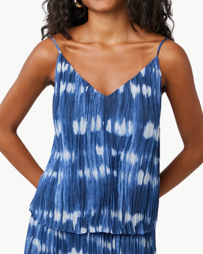 PLEATED CAMI IN OCEAN TIDES PRINT