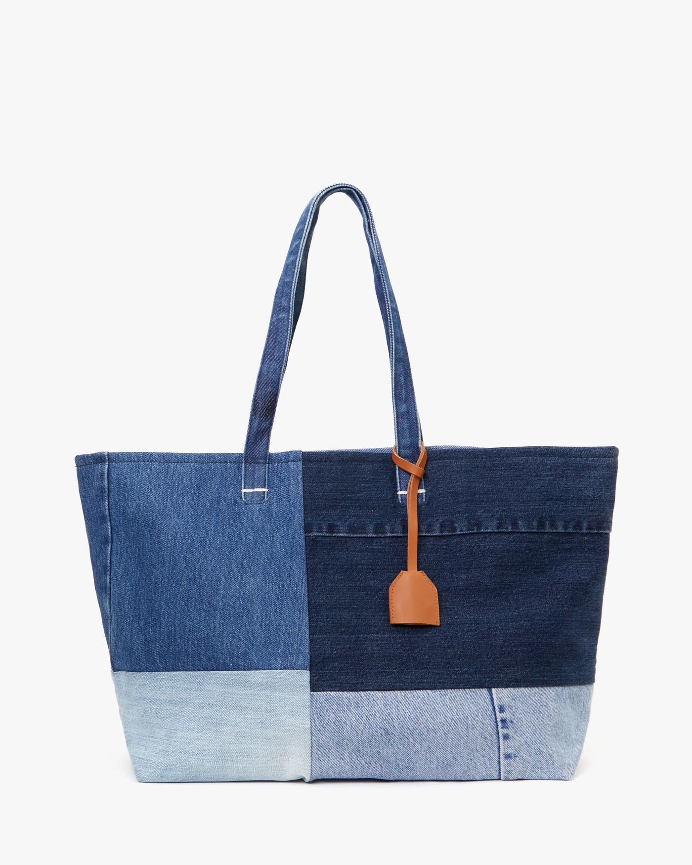 VOLIE TOTE IN WASHED DENIM PATCHWORK