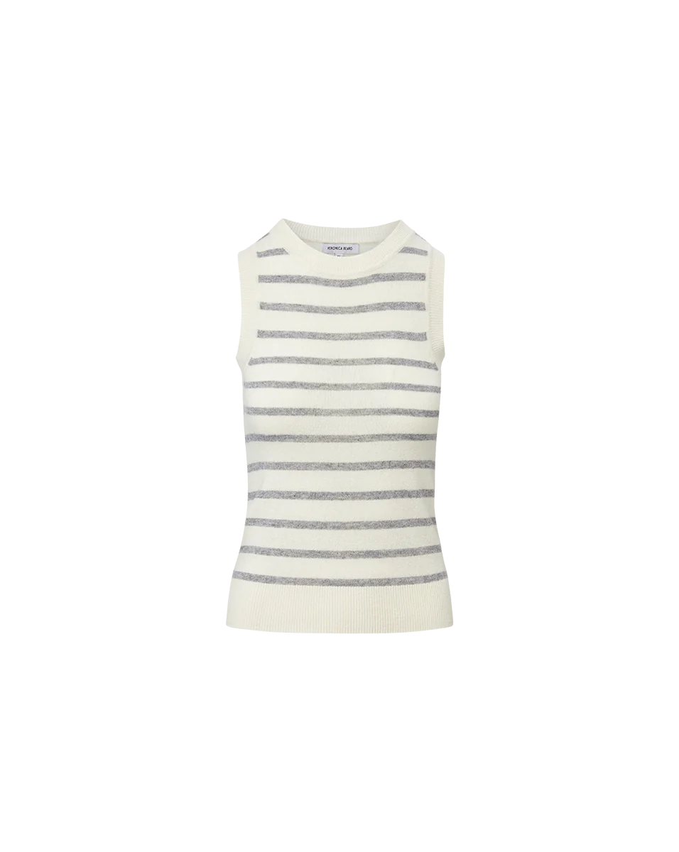 JERREL CASHMERE TANK IN IVORY/HEATHER GREY