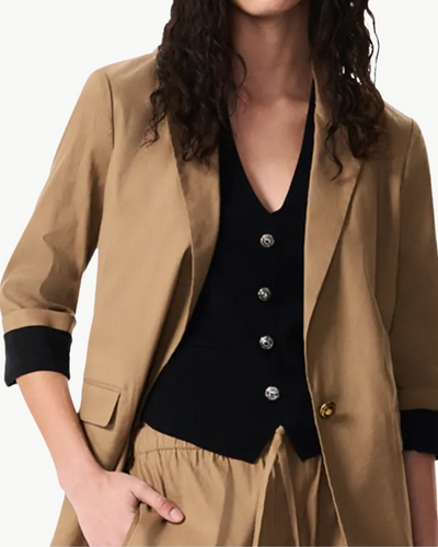 JENNIE LINEN BLAZER IN MUTED BROWN