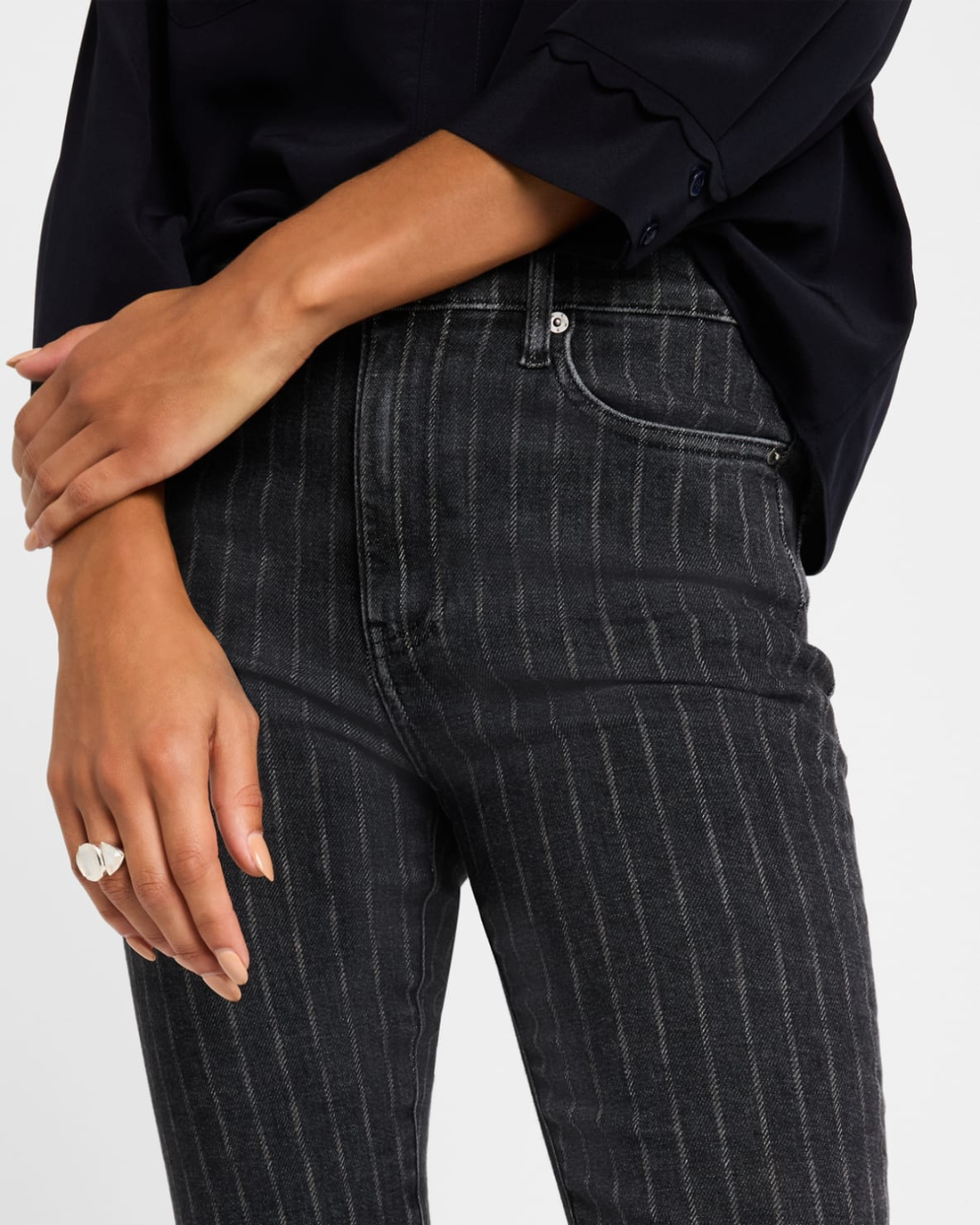 LE HIGH FLARE IN CHARCOAL PINSTRIPE