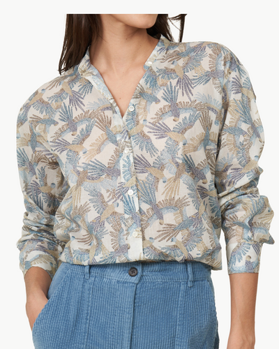 CORAZ WOMAN WOVEN SHIRT IN RAW WHITE AND BLUE