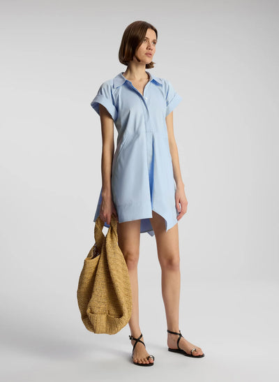 JULIE COTTON MINI SHIRTDRESS IN SKY BLUE - Romi Boutique