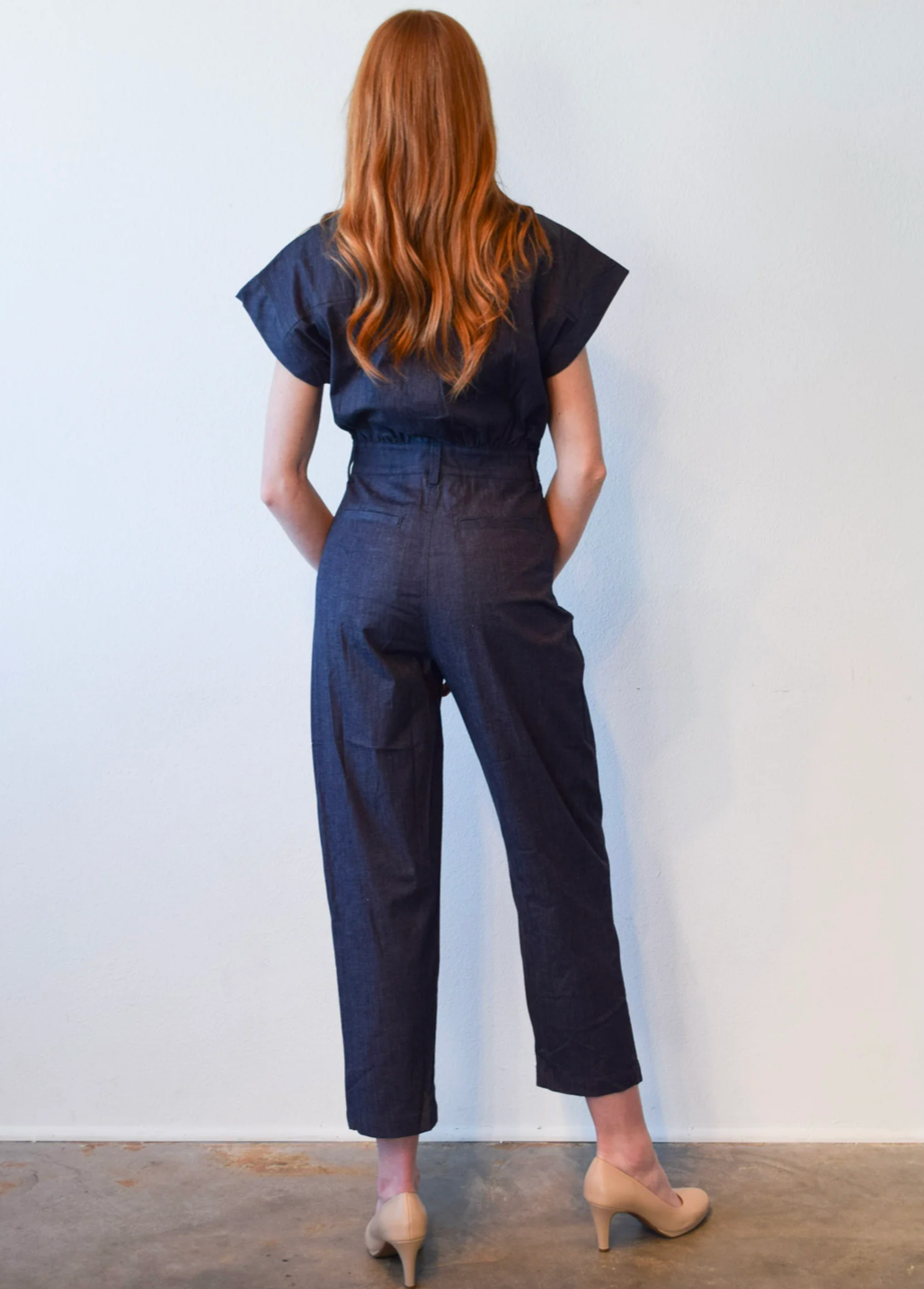 DENIM JUMPSUIT IN DARK BLUE DENIM