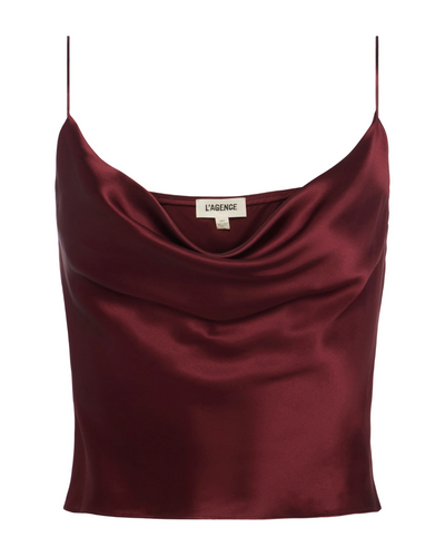 CALISTA COWL NECK CAMI IN DARK WINE