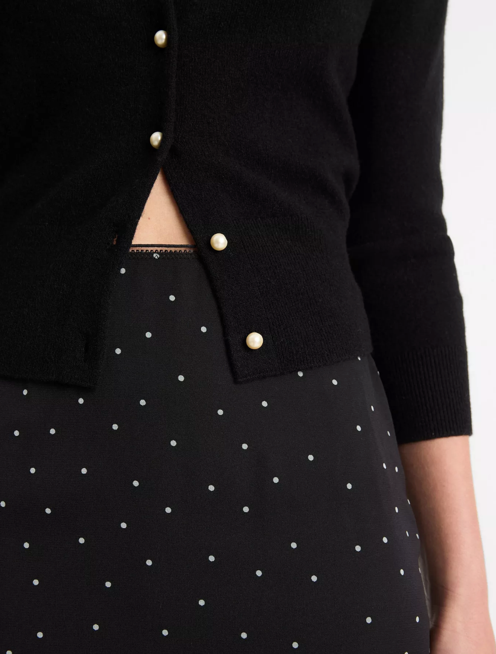 SHEER DOT STRAIGHT SKIRT IN BLACK / GREY