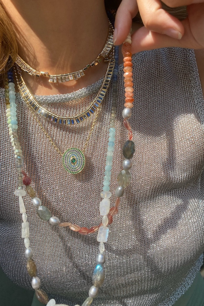 UTOPIA NECKLACE IN AQUA MOSS