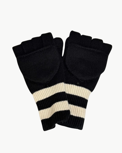 CASHMERE POP TOP GLOVE IN BLACK/NATURAL