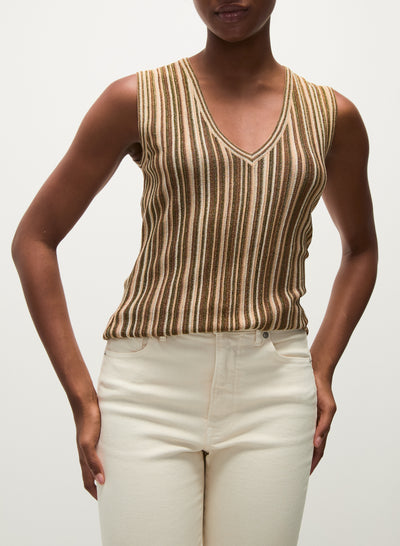 SID SLEEVELESS PULLOVER IN GOLD/BRONZE