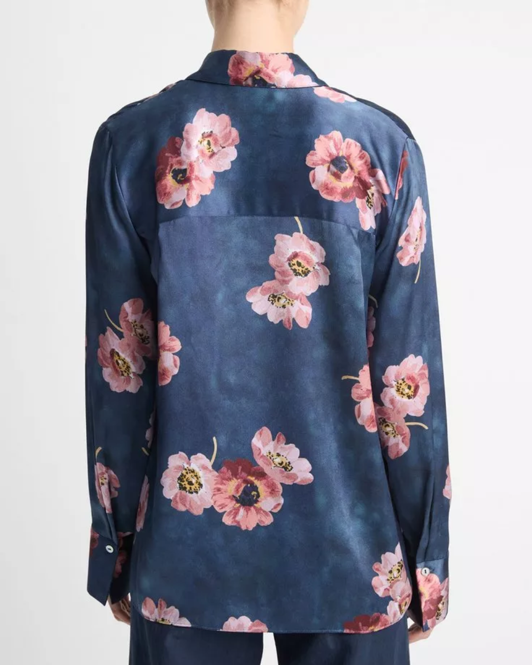 PAINTED POPPY LONG SLEEVE BLOUSE IN MARINE NIGHT