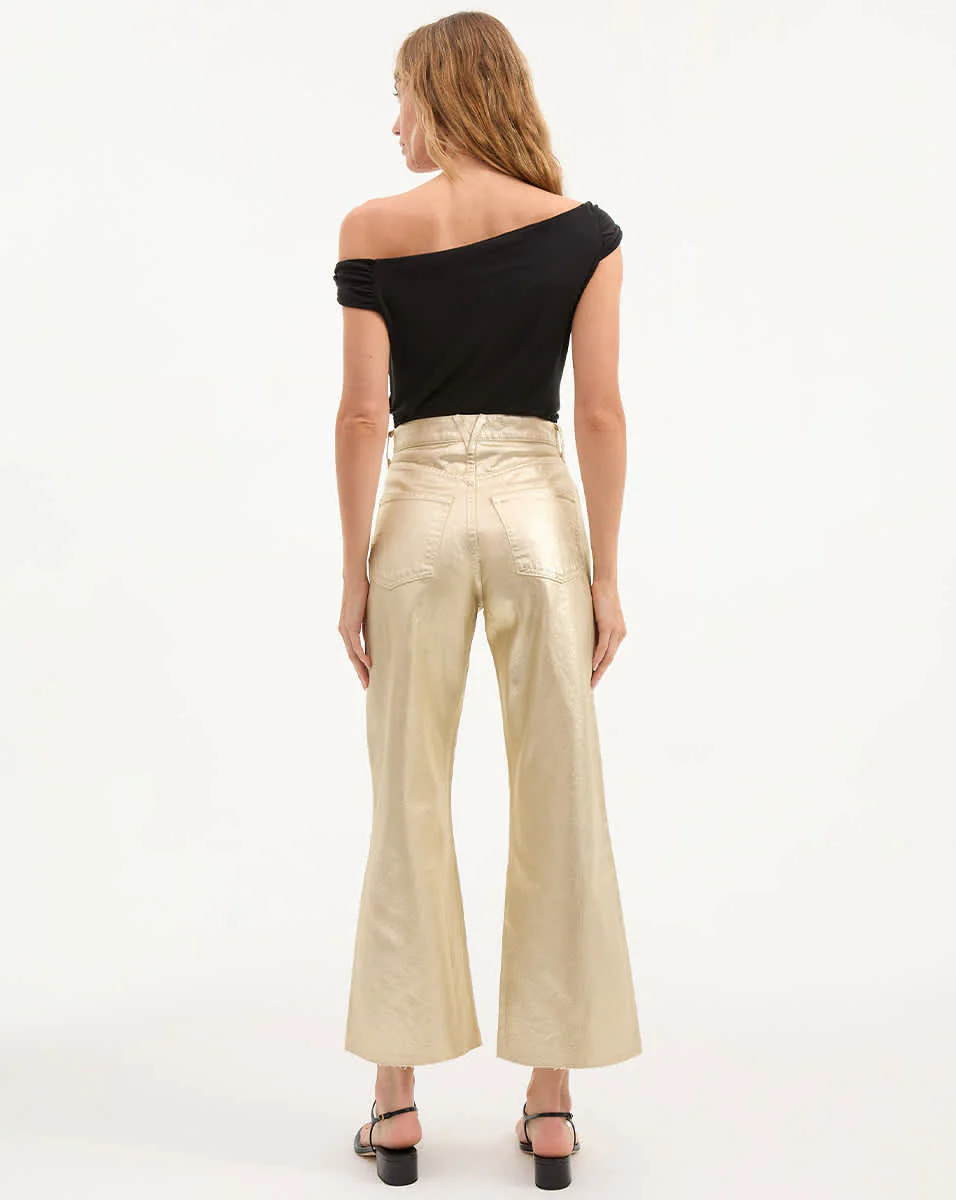 TAYLOR CROPPED HIGH RISE WIDE LEG METALLIC IN GOLD