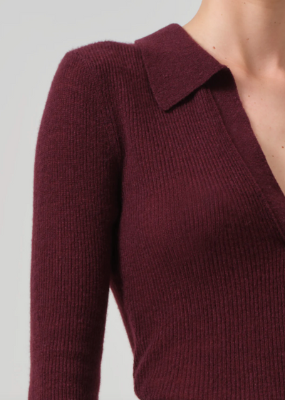 SIMONE POLO SWEATER IN BURGUNDY