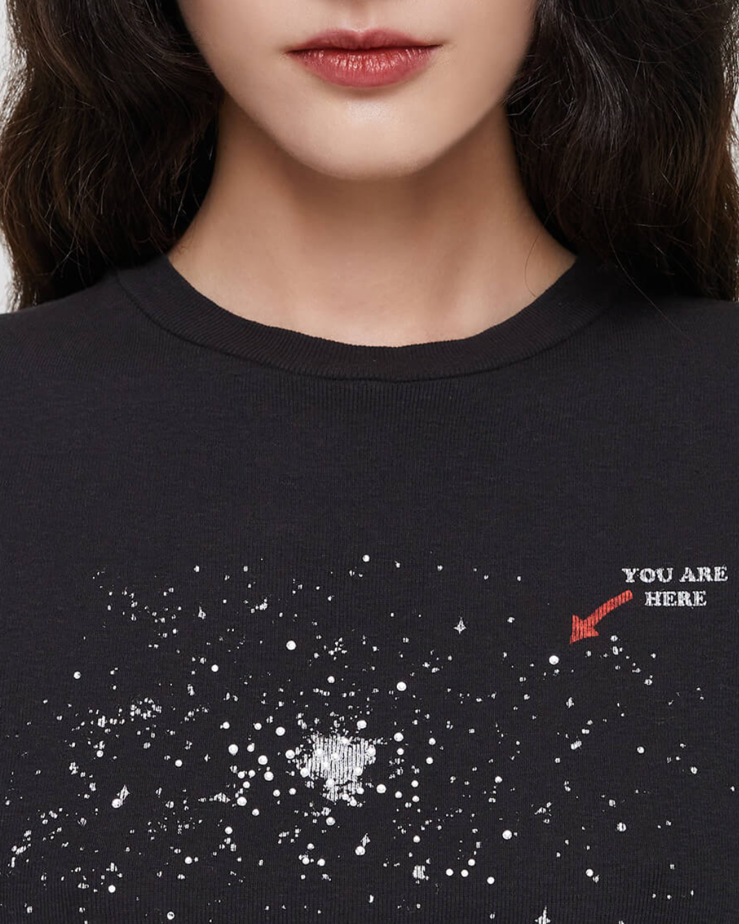 90S BABY TEE "RHINESTONE SPACE" TEE IN WASHED BLACK