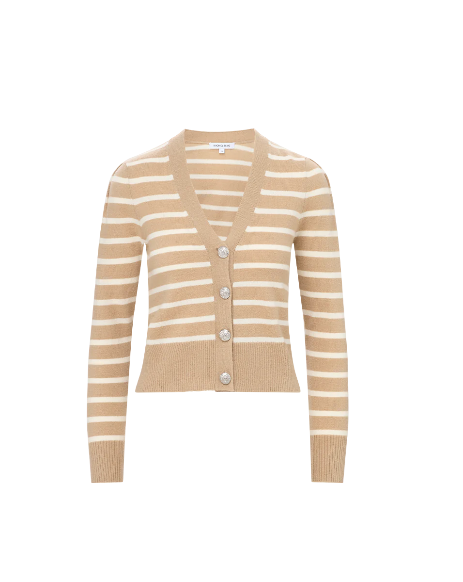 SOLENE CASHMERE CARDIGAN IN SAND/IVORY