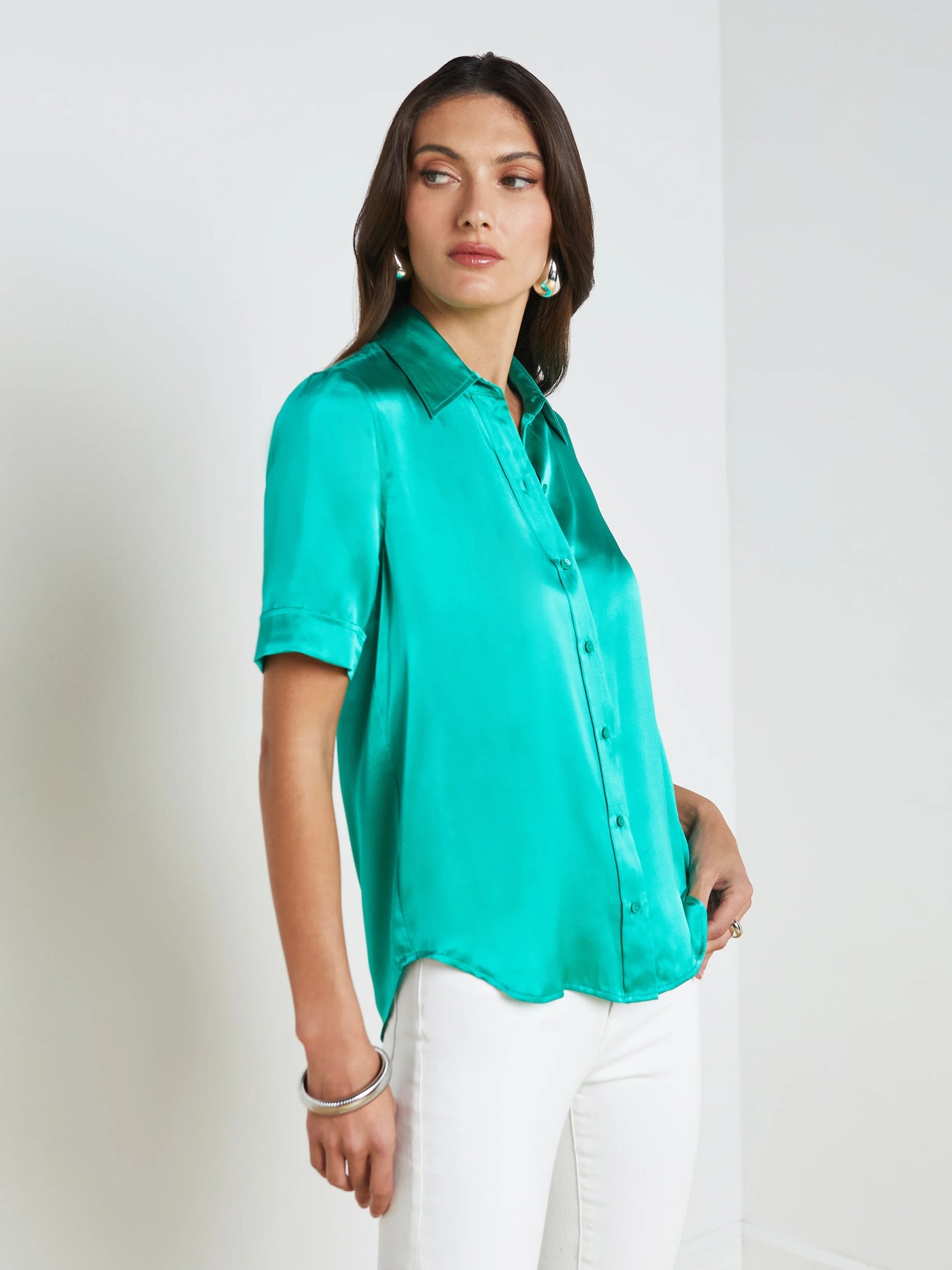 ELLAH SILK BLOUSE IN BRIGHT SEAFOAM