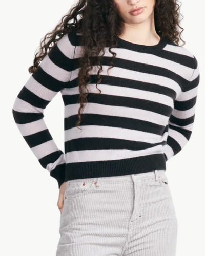 CASHMERE STRIPE CREW IN BITTER AND FOG