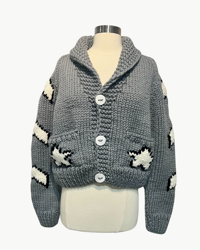 SHORT NORTH WESTERN SKIES CARDI IN STONE