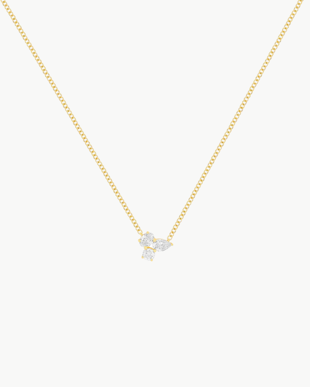 TRIPLE DIAMOND CLUSTER NECKLACE IN 14K YELLOW GOLD